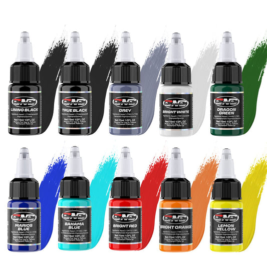 CNC Tattoo Ink Set Pigment Kit 10 Colors 1/2oz (15ml)