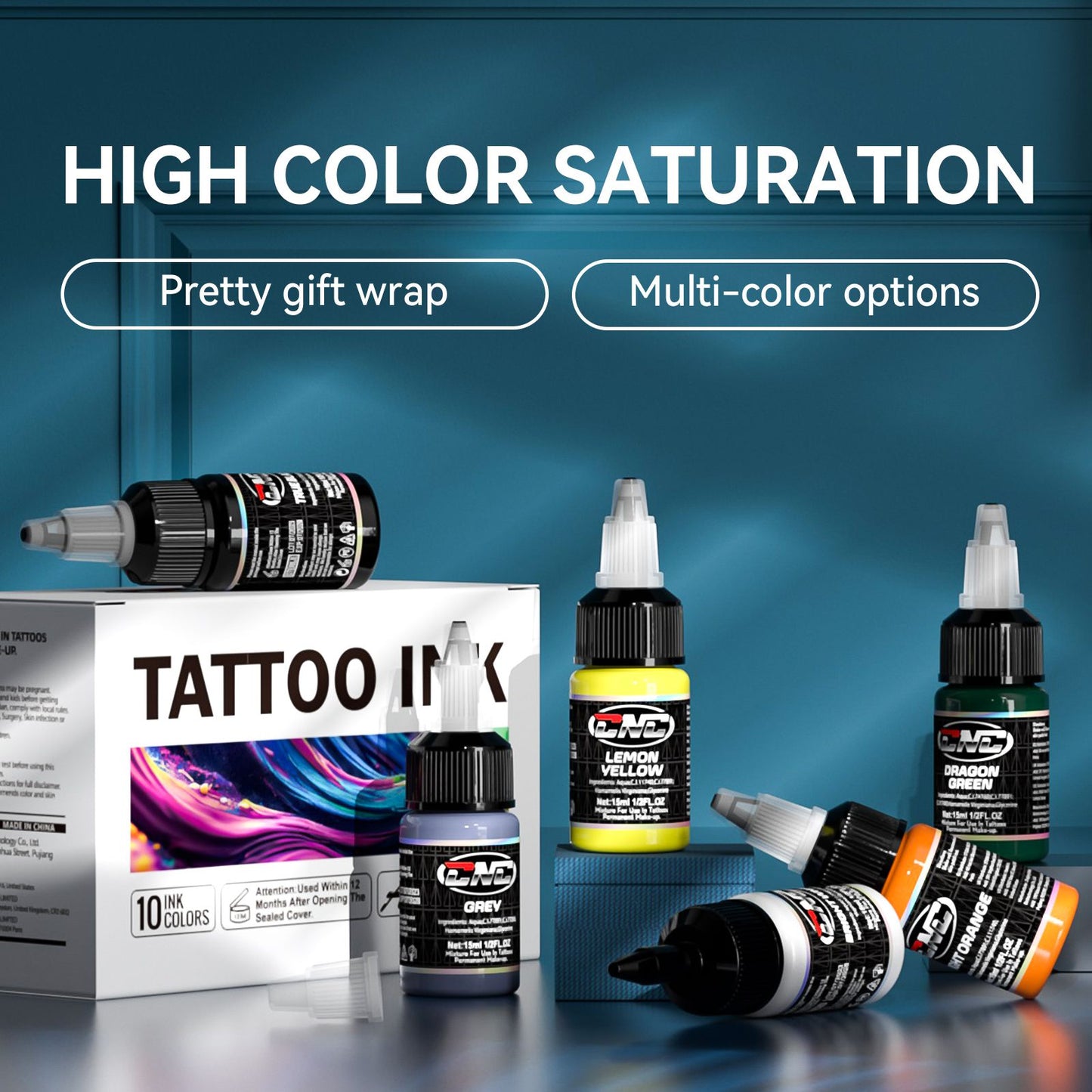 CNC Tattoo Ink Set Pigment Kit 10 Colors 1/2oz (15ml)