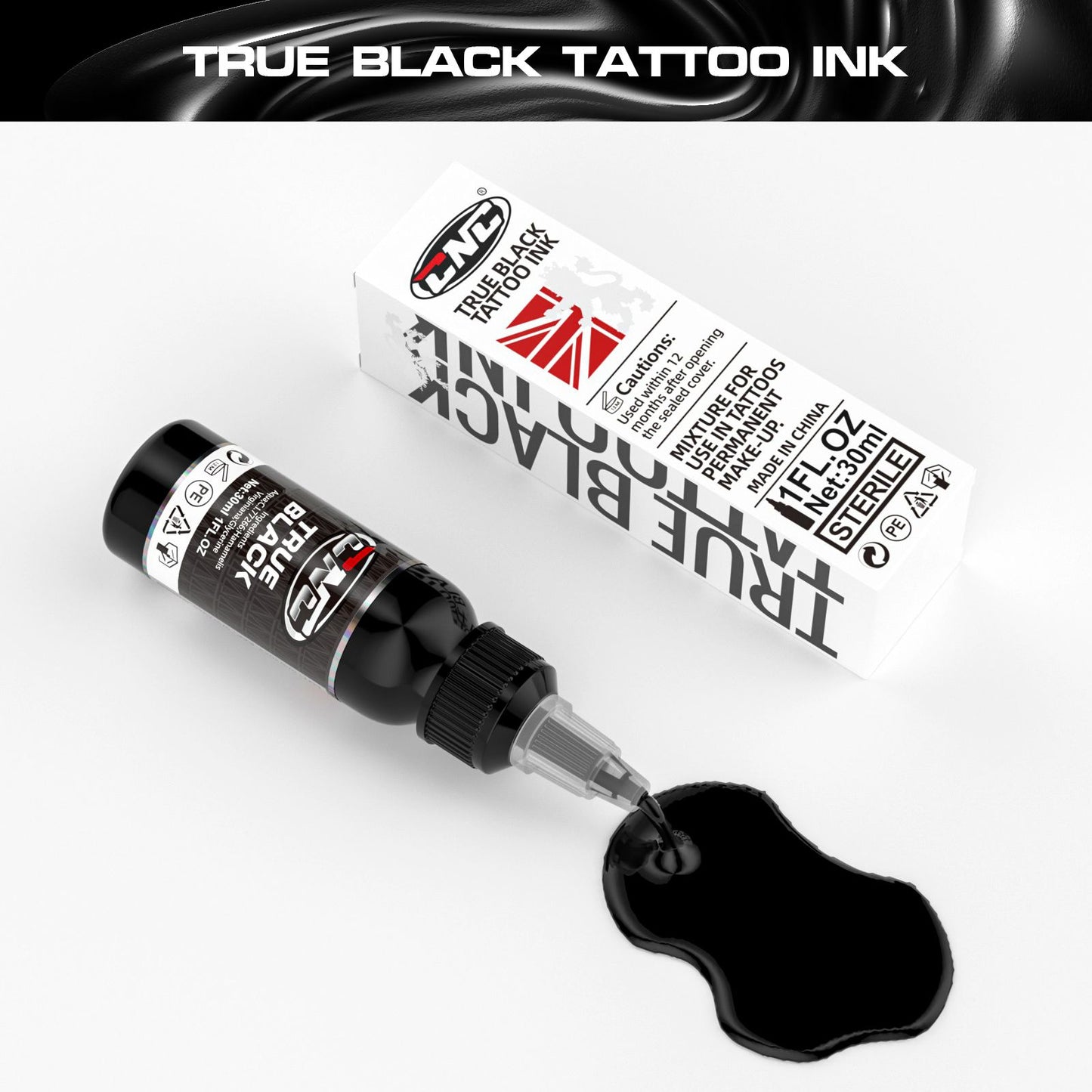 CNC True Black Tattoo Ink Pigment 1oz (30ml)