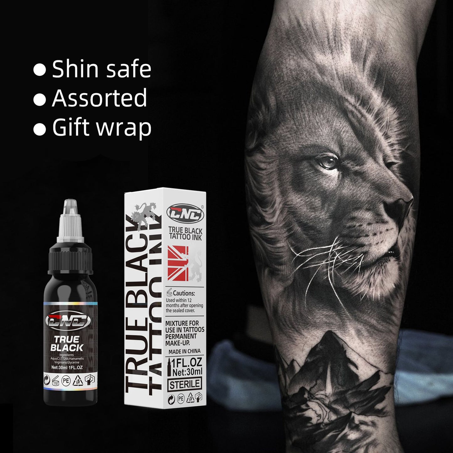 CNC True Black Tattoo Ink Pigment 1oz (30ml)